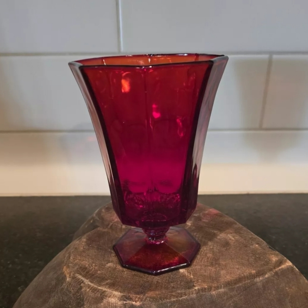 Vintage independence ruby red iced tea glass tumbler